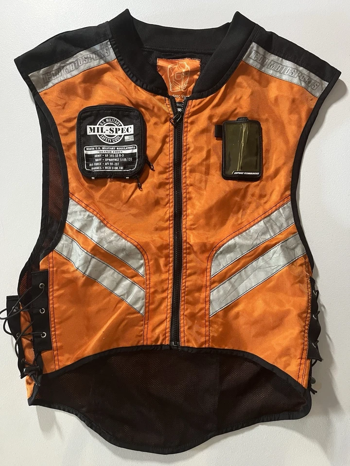 Icon Orange Motorcycle Safety Vest with Reflective Strips - Image 2 of 3