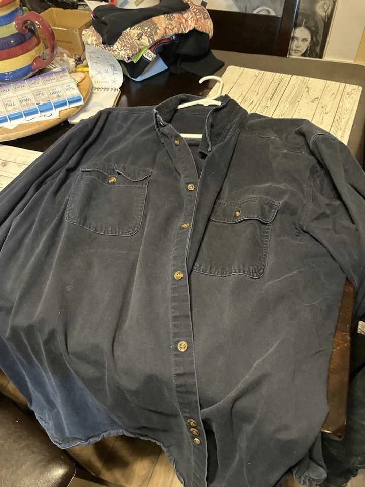 Camisa 4xl Carhartt para hombre de peso pesado con botones azul marino Foto 3 de 4