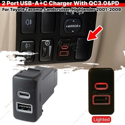USB QC3.0+PD Ladegerät Buchse Steckdose für Toyota Land Cruiser 4 Runner Prado