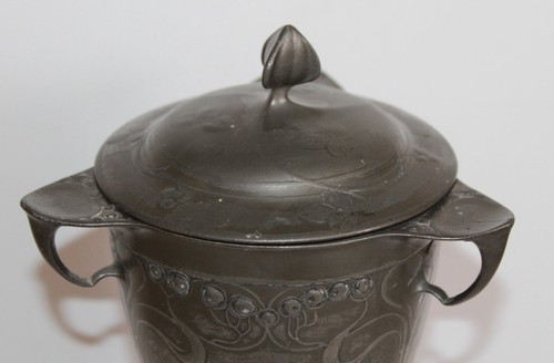 KAYSERZINN 4334 ART NOUVEAU BISCUIT /COOKIE JAR DESIGNED BY HERMANN FAUSER - Picture 2 of 9