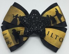Girls Hair Bow 4" Wide Hamilton Black Star Who Lives Who Dies Alligator Clip