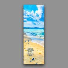 The Ocean bookmark shells on sandy beach 6x2 handmade reader bookworm gift
