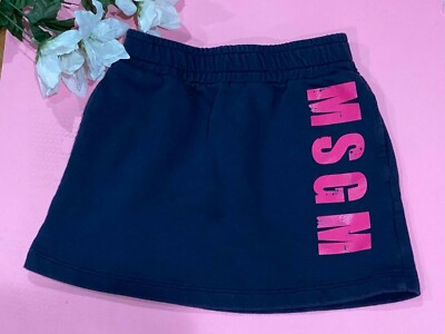 GIRLS MSGM BLUE COTTON PULL ON PINK LOGO COTTON SKIRT PULL ON SZ 6