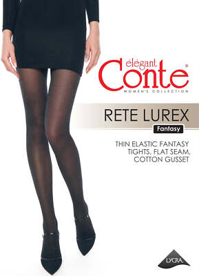 Conte Tights Rete Lurex - Black Shiny Fishnet High-Quality Fantasy Pantyhose