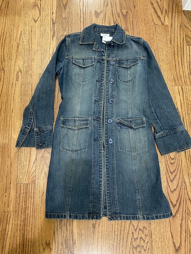 womans long Jean / denim coat. ann 