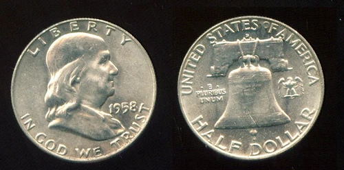 1958-D FRANKLIN HALF DOLLAR CH/GEM BU (V404)