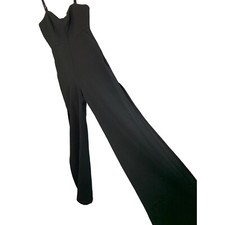 BCBGGeneration Womens Black Wide Open Leg Jumpsuit Size 4 Strap NWT 7816