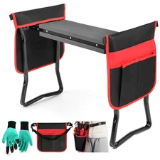 Portable Folding Garden Kneeler Bench Stool Kneeling Soft Pad Seat Pouch & Glove