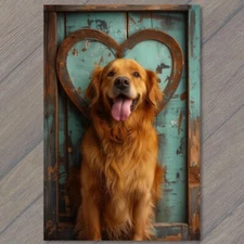 Art Print Golden Retriever Dog Super Sweet Cute Adorable Cute Fun Happy Wooden