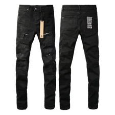 NEW KSUBI Men's Black Personality Patch Pants High Street Fashion Jeans