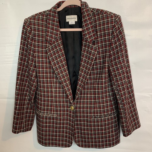 Haberdashery Woman multi color checked wool blend lined one button blazer SIZE 8 - 第 2/10 張圖片