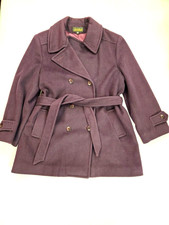 Vintage Randi Edwards Wool Coat Forstmann Overcoat Double Jacket Women 16 Plum