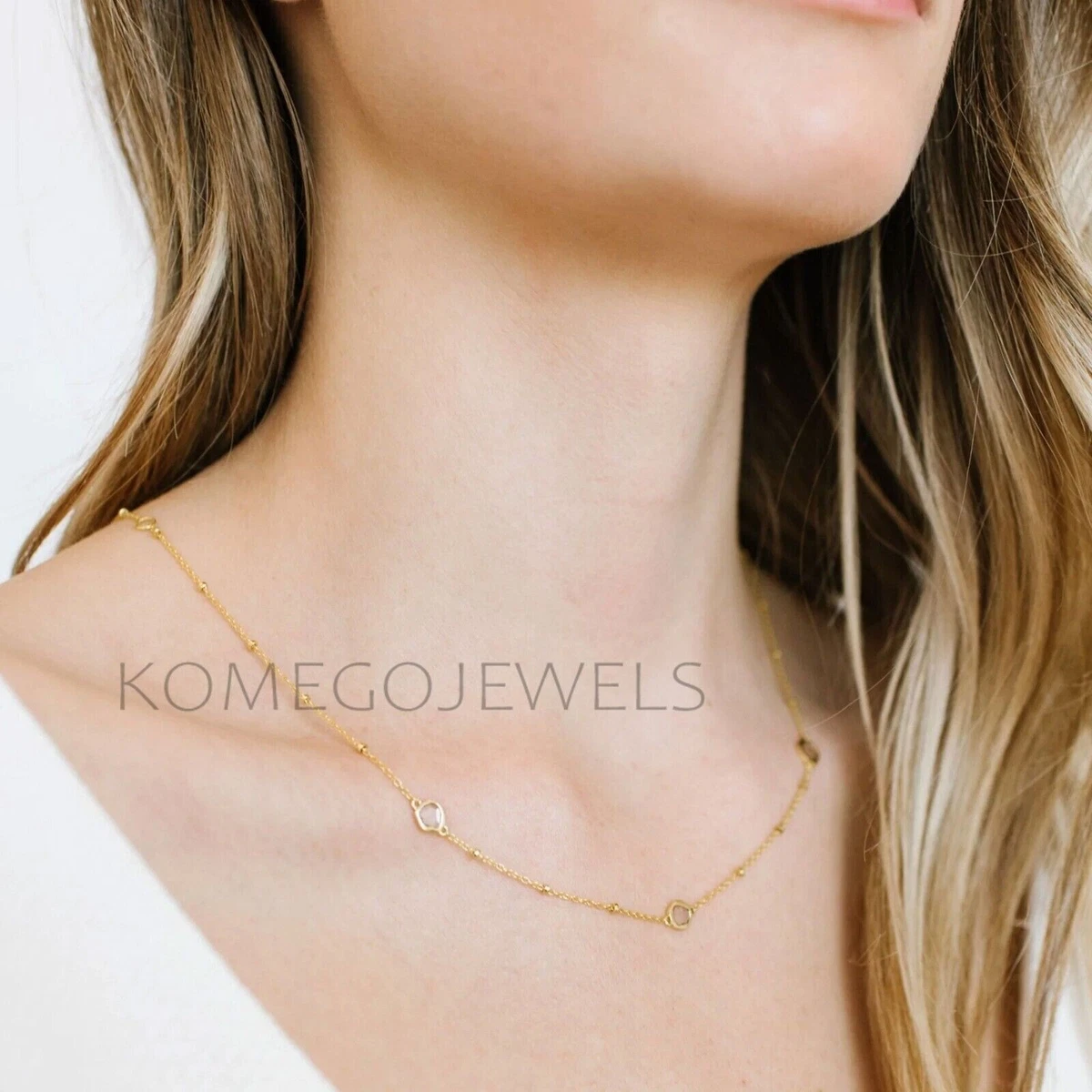 Station Chain Necklace Natural Polki Diamond Slice Necklace
