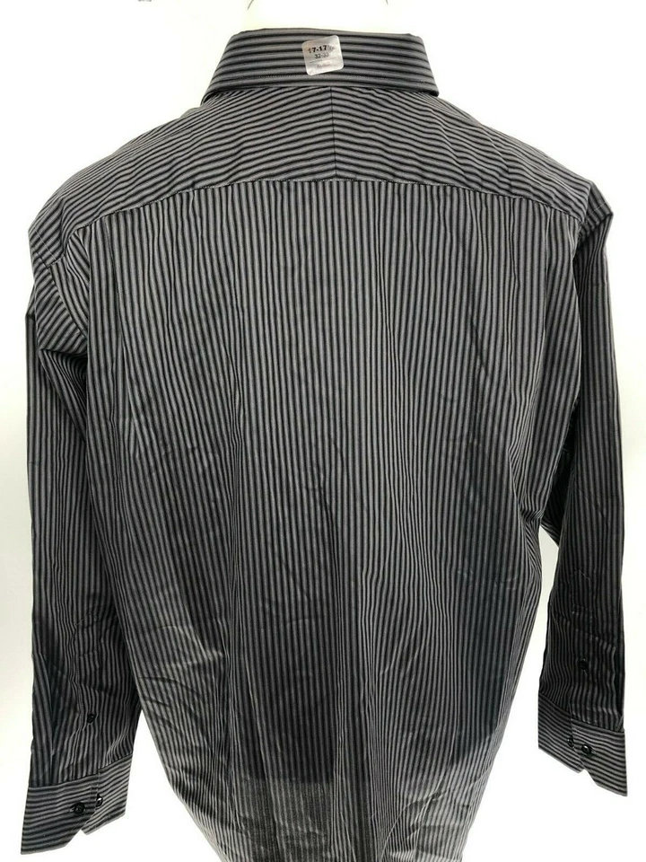 STRUCTURE Dress Shirt Long Sleeve Wrinkle Free Stripe Gray Men XL 17-17.5/ 32-33 - Image 2 of 4