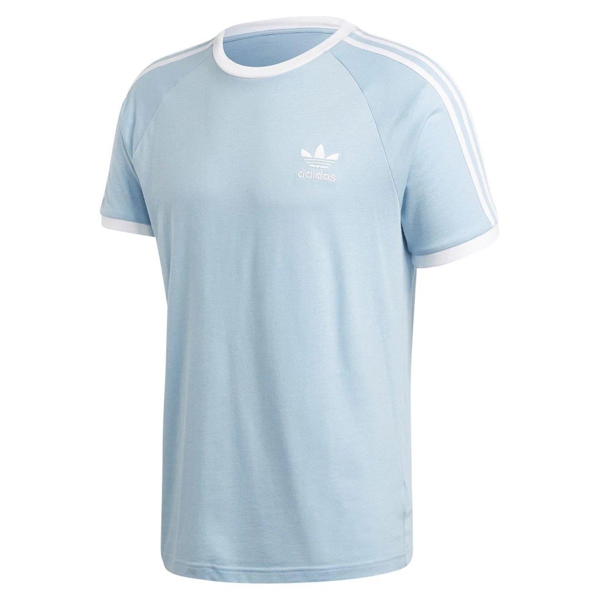 Adidas originals retro 3 on sale stripes t shirt sky blue