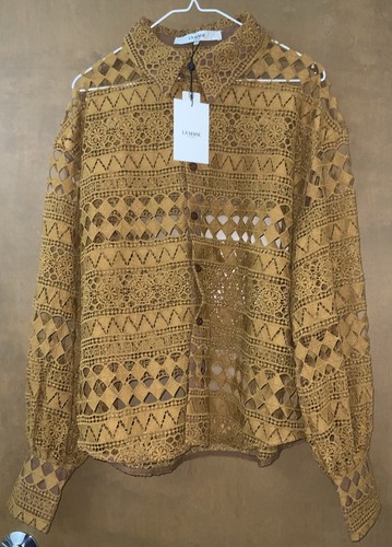La Maise Studio Anthropologie Kimaya Buttondown Top Womens XL Honey Button NEW - Picture 9 of 20