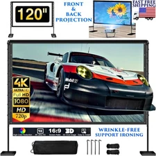 120 INCH PROJECTOR SCREEN WITH STAND 16:9 4K HD OUTDOOR INDOOR PROJECTION SCREEN