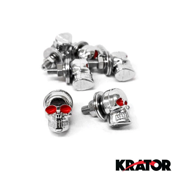 6 PIEZAS CRÁNEO CROMO MOTOCICLETA MATRÍCULA MARCO TORNILLOS Sujetador Ojo Rojo Foto 4 de 4
