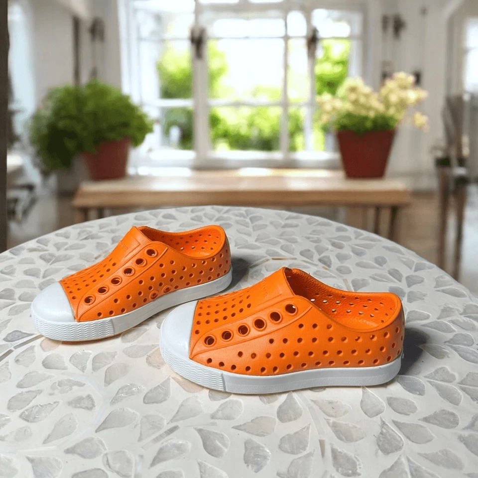 Native Jefferson Shoes Toddler Kids Size C5 Orange White Slip-On Water Shoes Sne - Image 4 of 4