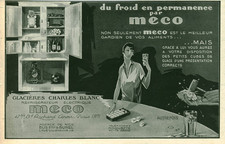 Publicité ancienne glacière réfrigérateur Méco 1927 issue de magazine