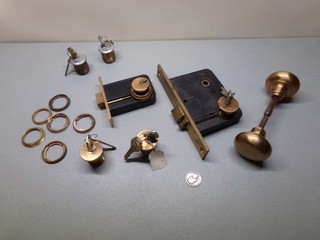 Antique? Corbin Mortise Lock Case Cylinders Keys Handle Deadbolt Lockwood
