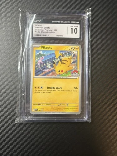 Pokémon Pikachu 2024 Black Star Promos World Championships #190 CGC 10