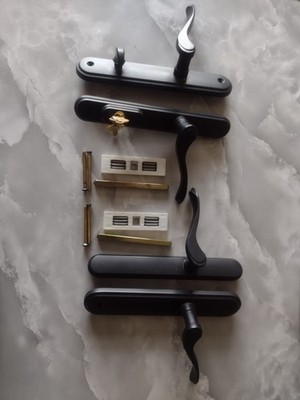 Multi Point Lock Latch Sets. For French Doors Matte Black, Levers, 2 Keys, 