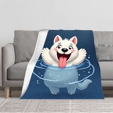Durable Soft and Warm Flannel Blanket - Cozy Cartoon Dog Design with Playful