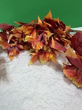 2 Fall Artificial Hibiscus Flower Bushes Orange Red Silk Floral Stems NEW