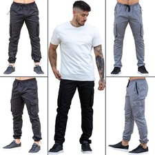 Enzo Mens Cargo Combat Pants Elasticated Waist Casual Work Trousers with Pockets