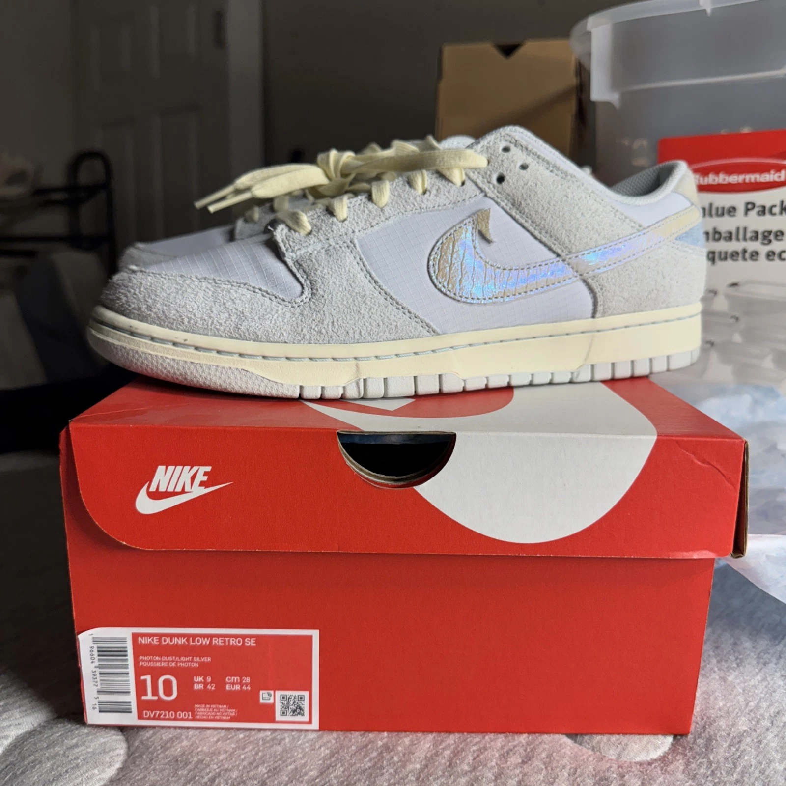 MENS NIKE DUNK LOW RETRO SE_PHOTON DUST/SILVER-ALABASTER DV7210-001-SIZE 10
