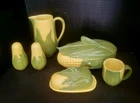 5 pc Shawnee Corn King Casserole Pitcher - Butter Dish- Cup Salt/Pepper Pottery