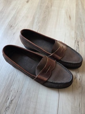 Women's Sebago Brown Leather Loafers Driving Shoes 7 Made In USA
