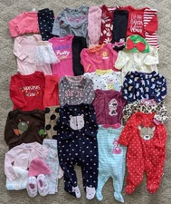 32 Pc Lot Baby Girls 0 3 6 mos Christmas Pajamas Sleepers Outfits Sets Carters