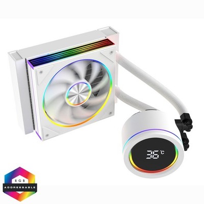 CiT Pro Saturn 120mm Intel AMD AIO Kühler weiß 1 x 120mm ARGB Lüfter Temp Display