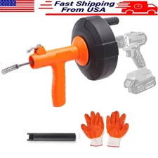 25 Ft Drain Cleaner Auger Manual Electric Snake Plumbing Clog Remover Tool New