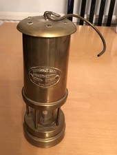 Collectable Vintage Solid Brass Glass Ferndale Coal & Mining Paraffin Wick Lamp