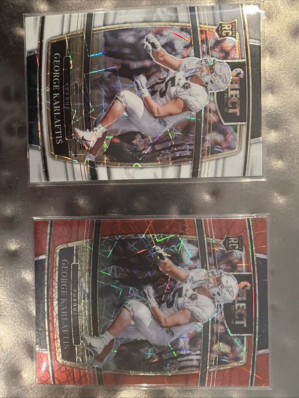 George Karlaftis. 2 Rookie Cards. 2022 Chiefs. Purdue. White Prism And Red Prism