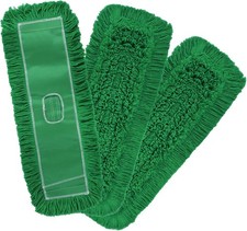 Cleaning 24'' Industrial Strength Cotton Dust Mop Refill Washable Heads Green 3P