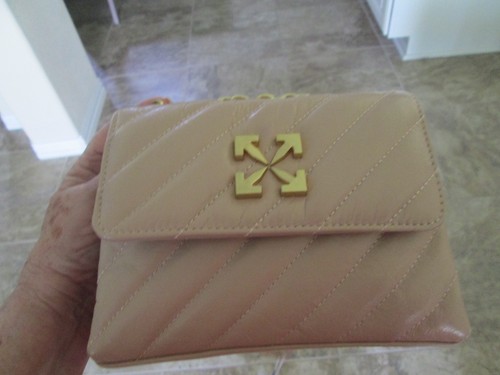 Off-White Sand Quilted Jackhammer 17 Shoulder Bag Chain Strap  w/ Dust Bag/NWT