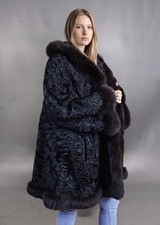 Real Luxury Persian Lamb Broadtail Karakul Fox Fur Coat Jacket Pelz size XL -R37