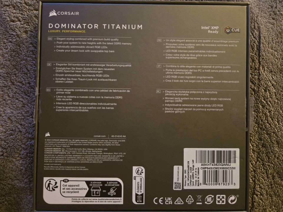 CORSAIR Dominator Titanium 64GB DDR5 6600MHz CL32 Intel XMP CMP64GX5M2X6600C32W - Image 2 of 4