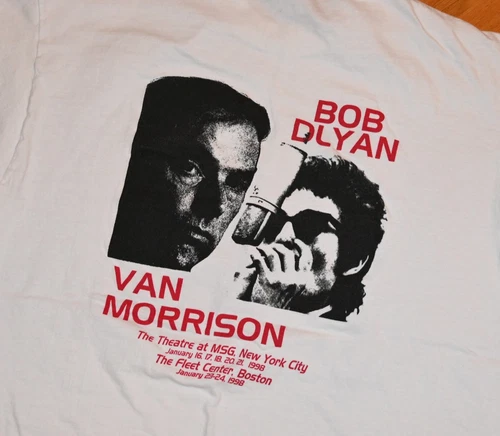 BOB DYLAN / VAN MORRISON original concert tour te 1990s vintage concert t-shirt, vintage, size XL, single stitch, B+ condition