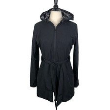 Oakley Women's Black Waist Tie Full Zip Hooded Outdoor Jacket Size Medium