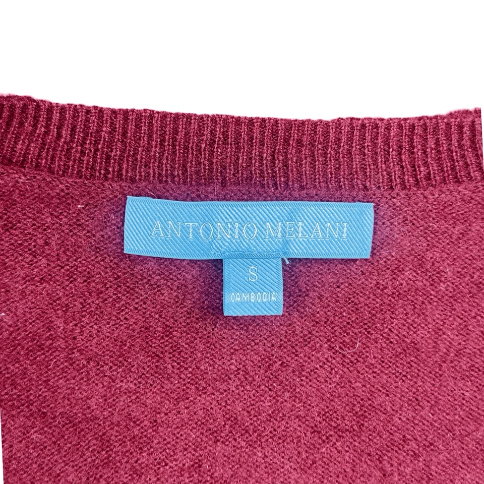 Suéter pulôver Antonio Melani 100% cashmere gola V tamanho pequeno macio mangas compridas - Imagem 3 de 4