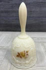 Fenton Art Glass Custard Floral Bell Tan Beige Flower