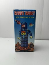  Supt Mechanical Sparkling Blue Roby Robot w/ Box  Key MS 429