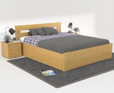 Nobis Kieferbett mit Bettkasten | Massivholz | Naturholz | 100% Bio-Bett inkl. L