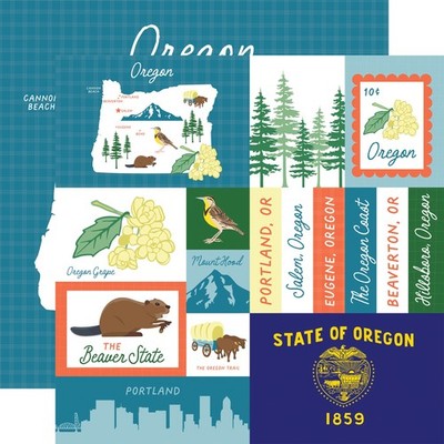 Echo Park Our United States Cardstock 12X12-Oregon