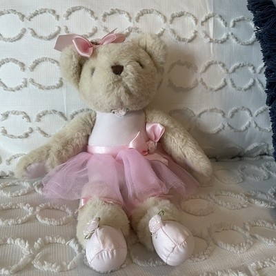Bearington Ballerina Teddy Bear Plush 13  Tall Ballet Dance Pink Flowers Bows
